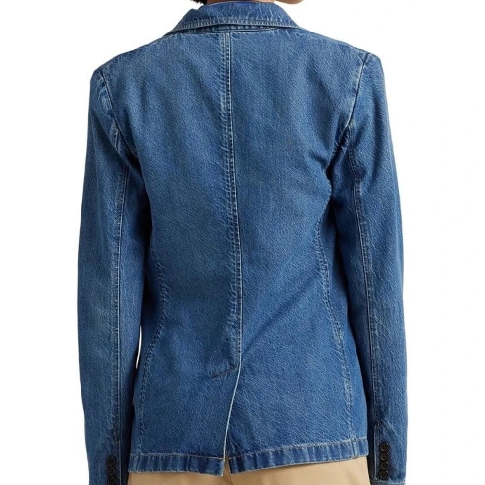 Ralph Lauren Casual Blue Cotton Denim One Button Notch Collar Blazer Jacket - Picture 9 of 16